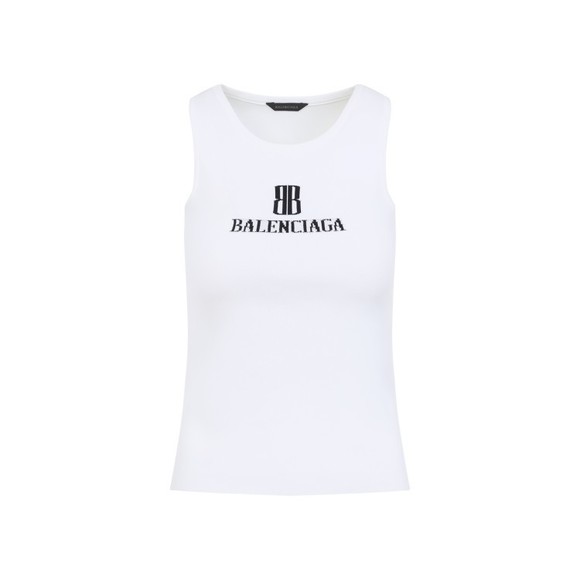 Balenciaga Fitted White Top With Logo Detail - NWT - Picture 1 of 3